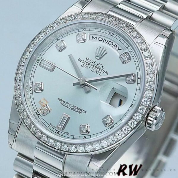 Rolex Day Date 118346 Ice Blue Dial 36mm Unisex Replica Watch - Image 3