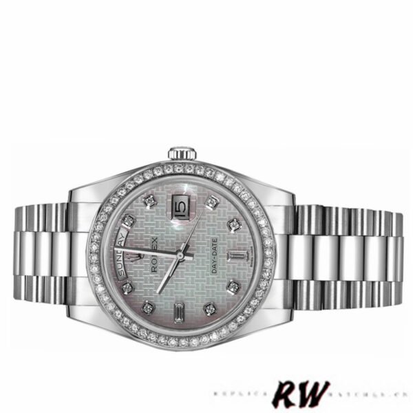 Rolex Day Date 118346 Oxford Motif Diamond Dial 36mm Unisex Replica Watch - Image 4