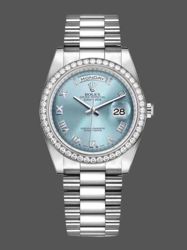 Rolex Day Date 118346 Roman Ice Blue Dial 36mm Unisex Replica Watch - Image 1