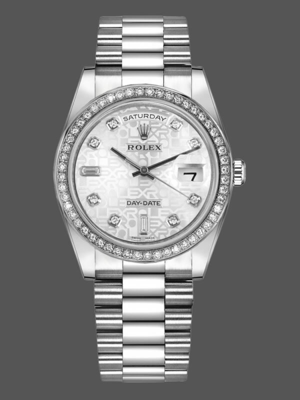 Rolex Day Date 118346 Silver Jubilee Diamond Dial 36mm Unisex Replica Watch - Image 1