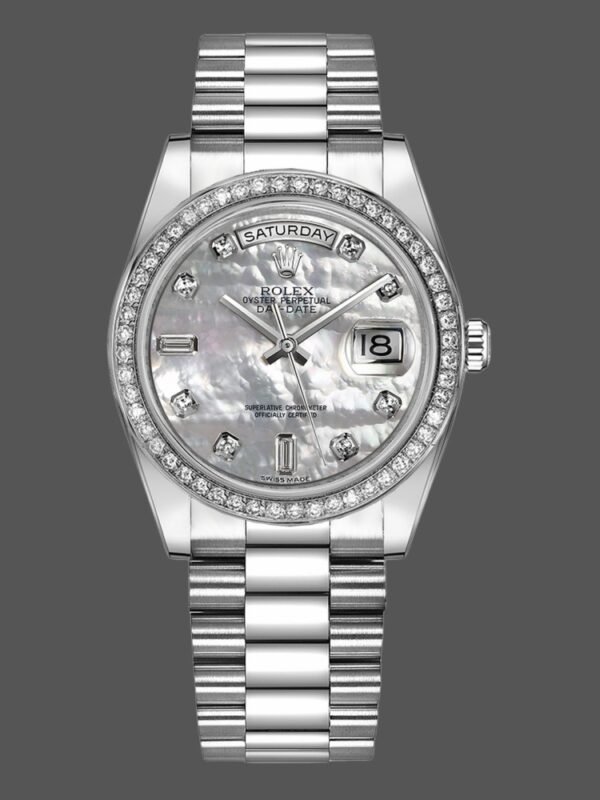 Rolex Day Date 118346 White MOP Dial 36mm Unisex Replica Watch - Image 1