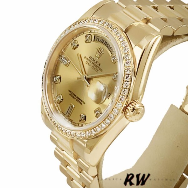 Rolex Day Date 118348 Champagne diamond Dial Yellow Gold 36mm Unisex Replica Watch - Image 3