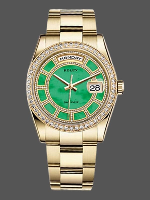 Rolex Day Date 118348 Green Dial Yellow Gold 36mm Unisex Replica Watch - Image 1