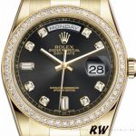 Rolex Day Date 118348 Yellow Gold Black Diamond Dial 36mm Unisex Replica Watch - Image 2