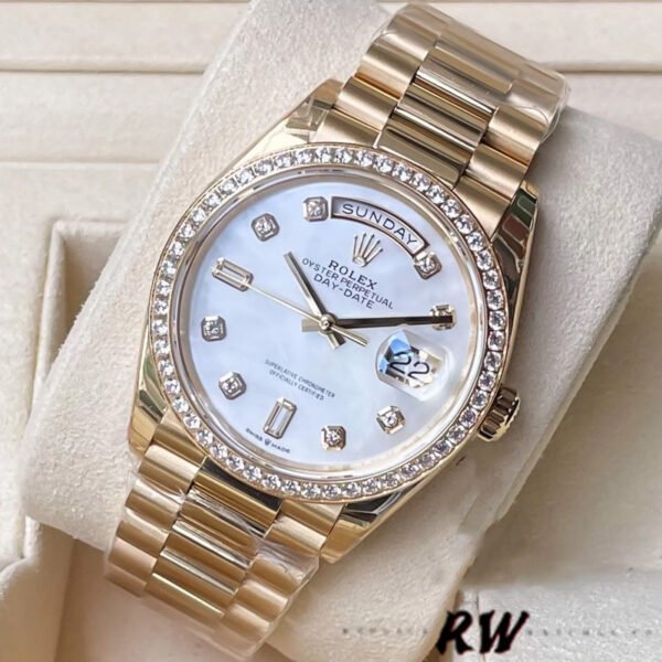 Rolex Day Date 128348RBR MOP Yellow Gold 36MM Unisex Replica Watch - Image 3