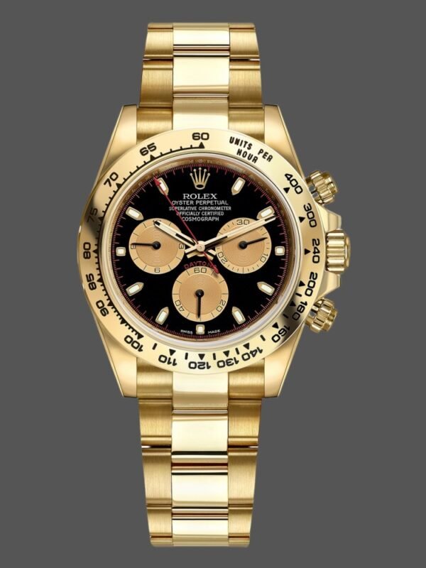 Rolex Daytona 116508 Yellow Gold Black Dial 40MM Mens Replica Watch - Image 1