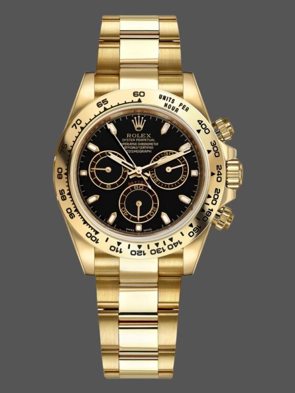 Rolex Daytona 116508 Yellow Gold Black Index Dial 40MM Mens Replica Watch - Image 1