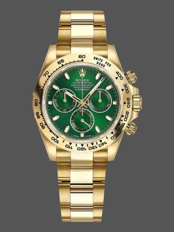 Rolex Daytona 116508 Yellow Gold Green Index Dial 40MM Mens Replica Watch - Image 1