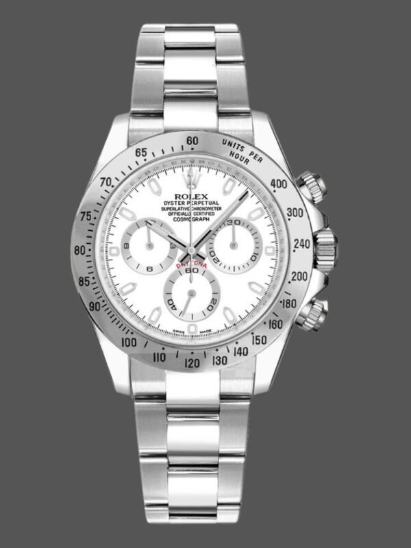 Rolex Daytona 116520 Stainless Steel Case White Dial 40MM Mens Replica Watch - Image 1