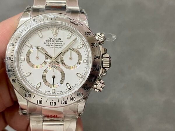 Rolex Daytona 116520 Stainless Steel Case White Dial 40MM Mens Replica Watch - Image 3