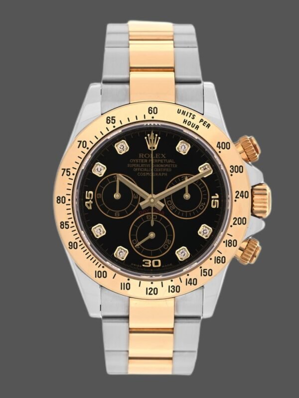 Rolex Daytona 116523 Stainless Steel Black Diamond Dial 40mm Mens Replica Watch - Image 1
