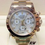 Rolex Daytona 116528 Yellow Gold Mother of Pearl Diamond Dial 40mm Mens Replica Watch - Image 2