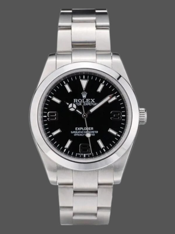 Rolex Explorer 42002 Stainless Steel Black Dial 39MM Mens Replica Watch - Image 1