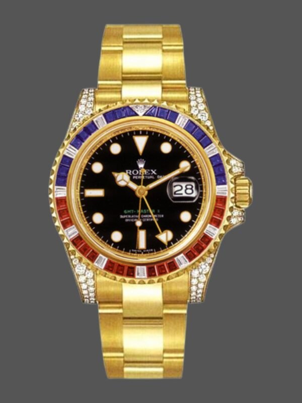 Rolex GMT-Master II 116758 Oyster Bracelet Black Dial Diamonds 40mm Mens Replica Watch - Image 1