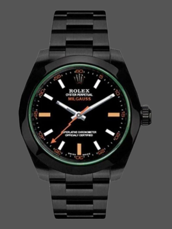 Rolex Milgauss 116400GV Green Crystal Stainless Steel/PVD Black Dial 40MM Mens Replica Watch - Image 1