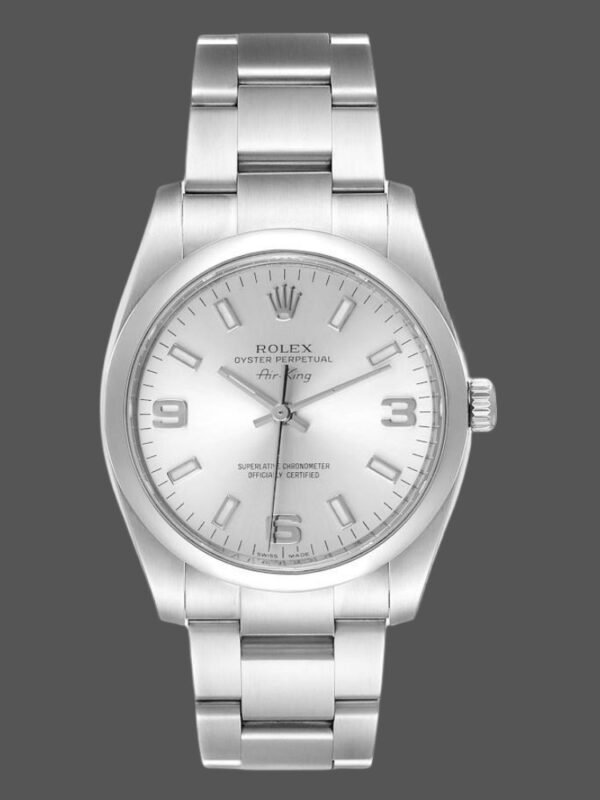 Rolex Oyster Perpetual Air-King 114200 Silver Arabic Dial 34mm Unisex Replica watch - Image 1