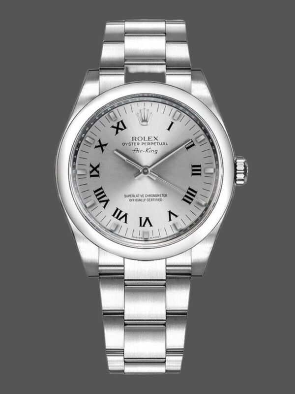Rolex Oyster Perpetual Air-King 114200 Silver Dial 34mm Unisex replica watch - Image 1