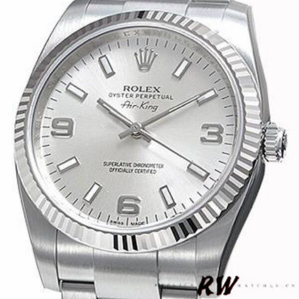 Rolex Oyster Perpetual Air-King 114234 Silver Dial 34mm Unisex Replica Watch - Image 2