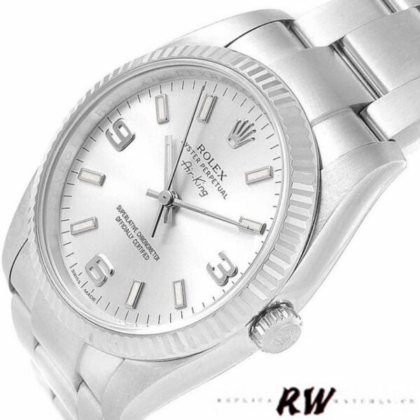 Rolex Oyster Perpetual Air-King 114234 Silver Dial 34mm Unisex Replica Watch - Image 3