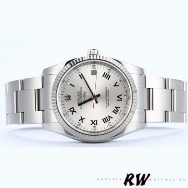 Rolex Oyster Perpetual Air-King 114234 Silver Roman Diamond Dial 34mm Unisex Replica Watch - Image 3