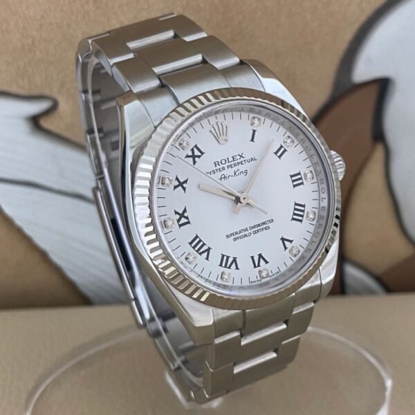 Rolex Oyster Perpetual Air-King 114234 White Diamond Dial 34mm Unisex Replica Watch - Image 3