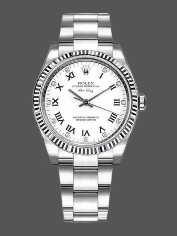 Rolex Oyster Perpetual Air-King 114234 White Diamond Dial 34mm Unisex Replica Watch - Image 1