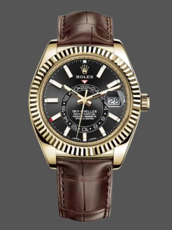 Rolex Sky-Dweller 326138 Black Dial Yellow Gold 42MM Mens Replica Watch - Image 1