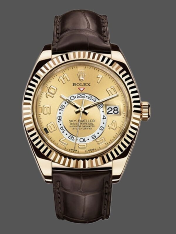 Rolex Sky-Dweller 326138 Champagne Arabic Dial Yellow Gold 42MM Mens Replica Watch - Image 1