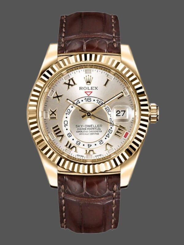 Rolex Sky-Dweller 326138 Sunray Silver Dial Yellow Gold 42MM Mens Replica Watch - Image 1