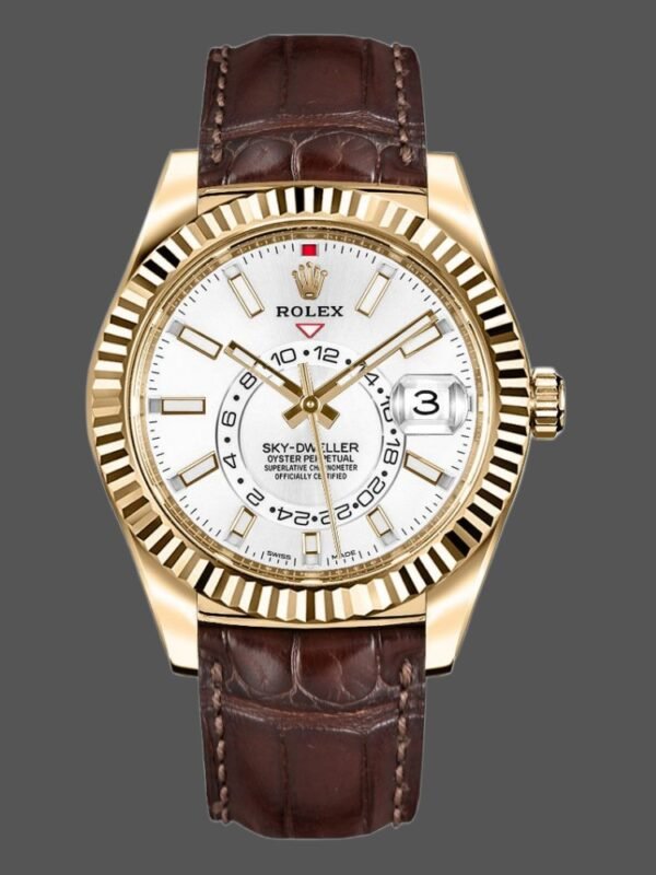 Rolex Sky-Dweller 326138 White Dial Yellow Gold 42MM Mens Replica Watch - Image 1