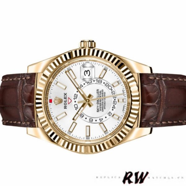 Rolex Sky-Dweller 326138 White Dial Yellow Gold 42MM Mens Replica Watch - Image 3