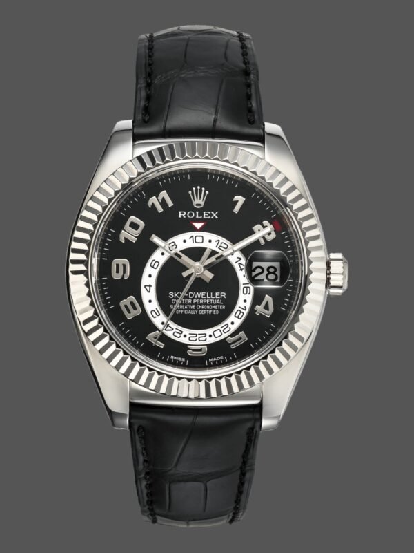 Rolex Sky-Dweller 326139 Black Dial Leather Strap 42MM Mens Replica Watch - Image 1