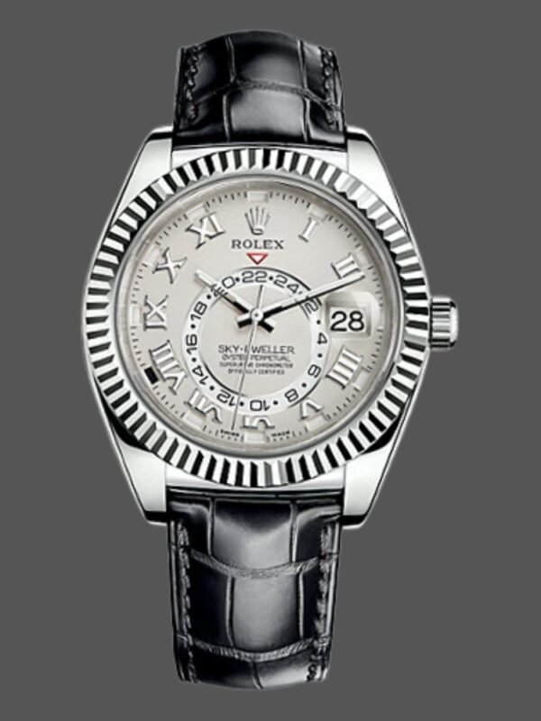 Rolex Sky-Dweller 326139 Ivory Roman Dial Leather Strap 42MM Mens Replica Watch - Image 1