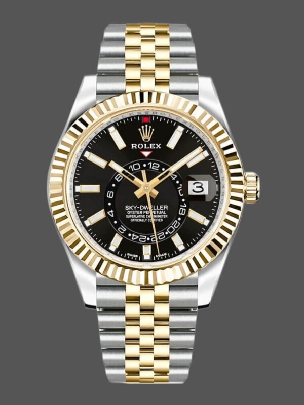 Rolex Sky-Dweller 326933 Stainless Steel Yellow Gold Black Dial 42MM Mens Replica Watch - Image 1