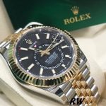 Rolex Sky-Dweller 326933 Stainless Steel Yellow Gold Black Dial 42MM Mens Replica Watch - Image 3