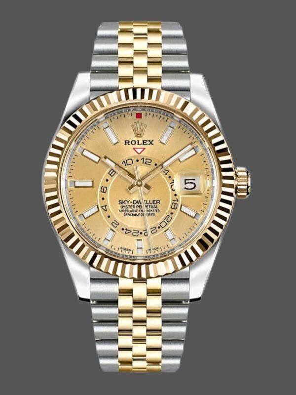 Rolex Sky-Dweller 326933 Stainless Steel Yellow Gold Champagne Dial 42MM Mens Replica Watch - Image 1