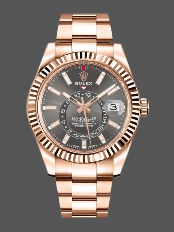 Rolex Sky-Dweller 326935 Everose Gold Dark Rhodium Stick Dial 42mm Mens Replica Watch - Image 1
