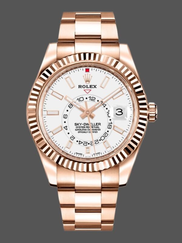 Rolex Sky-Dweller 326935 Rose Gold White Dial 42mm Mens Replica Watch - Image 1