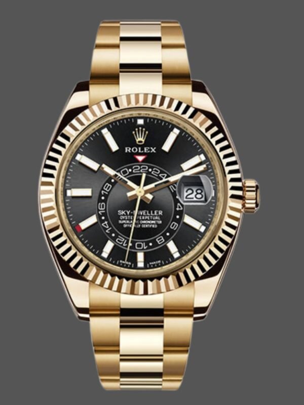 Rolex Sky-Dweller 326938 Yellow Gold Black Dial 42mm Mens Replica Watch - Image 1