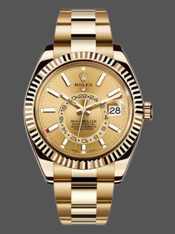 Rolex Sky-Dweller 326938 Yellow Gold Champagne Dial 42mm Mens Replica Watch - Image 1