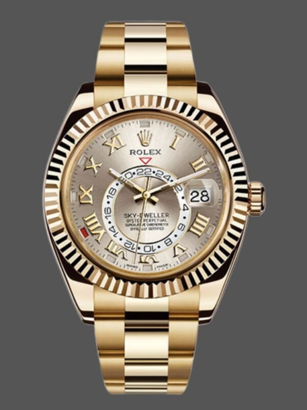 Rolex Sky-Dweller 326938 Yellow Gold Silver Dial 42mm Mens Replica Watch - Image 1