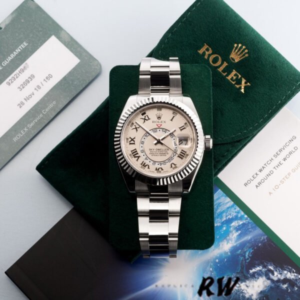 Rolex Sky-Dweller 326939 Fluted Bezel Ivory Dial 42MM Mens Replica Watch - Image 2