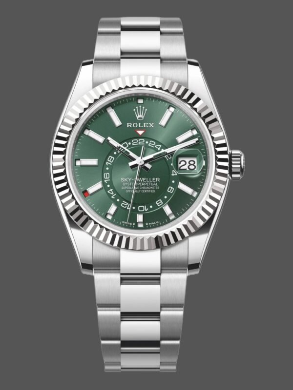 Rolex Sky-Dweller 336934 Fluted Bezel Green Dial 42MM Mens Replica Watch - Image 1