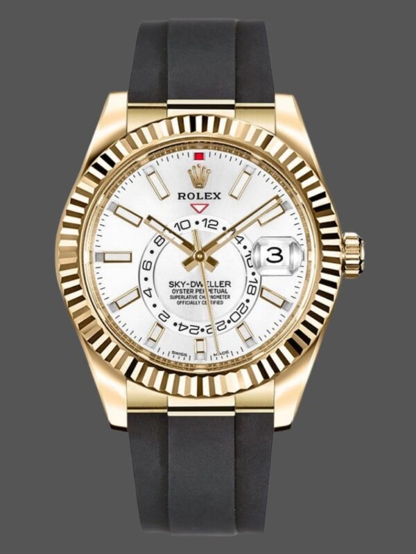 Rolex Sky Dweller 326238 Yellow Gold White Dial 42mm Mens Replica Watch - Image 1