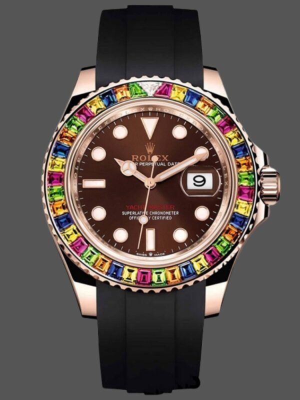 Rolex Yacht Master 116695 Black Rubber Strap Brown Dial 40MM Mens Replica Watch - Image 1