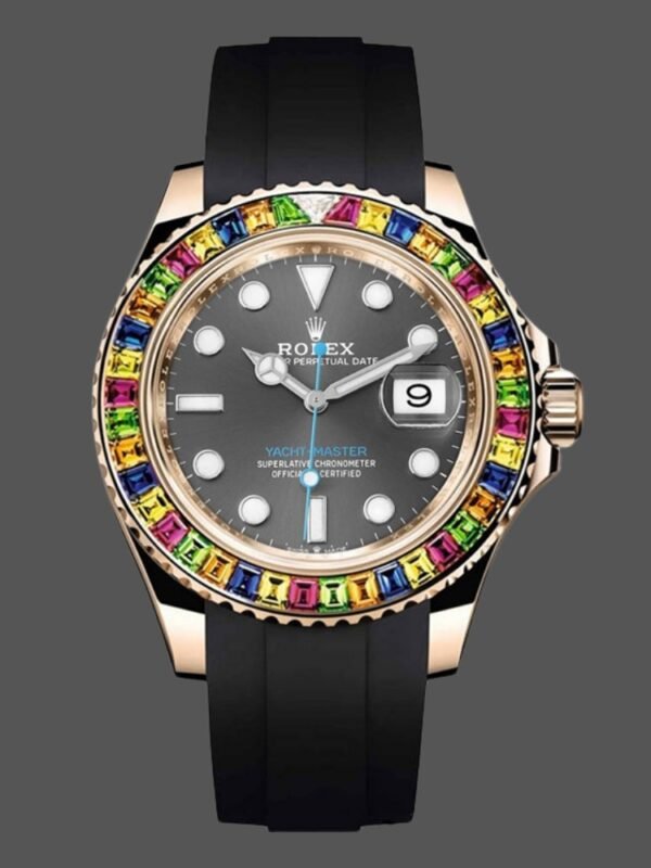Rolex Yacht Master 116695 Black Rubber Strap Grey Dial 40MM Mens Replica Watch - Image 1