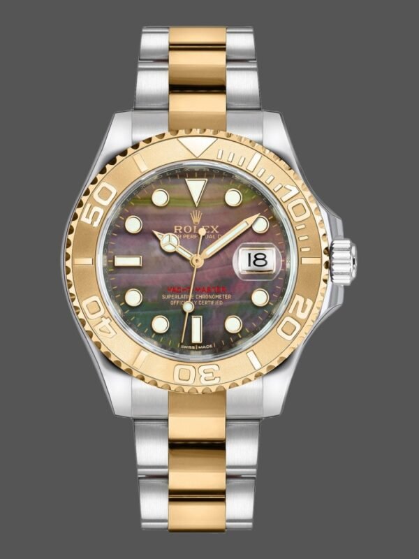 Rolex Yacht Master 168623 Steel Yellow Gold Black MOP Dial 35MM Unisex Replica Watch - Image 1
