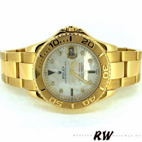 Rolex Yacht Master 168628 White MOP Dial Yellow Gold 35MM Unisex Replica Watch - Image 4