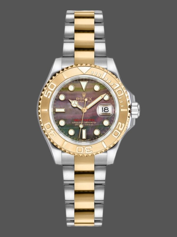 Rolex Yacht Master 169623 Steel Yellow Gold Black MOP Dial 29MM Lady Replica Watch - Image 1