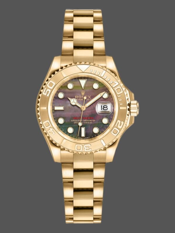 Rolex Yacht Master 169628 Yellow Gold Black MOP Dial 29MM Lady Replica Watch - Image 1